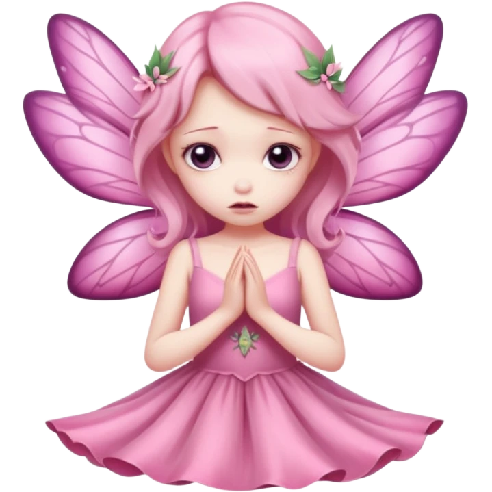a sad pink fairy emoji