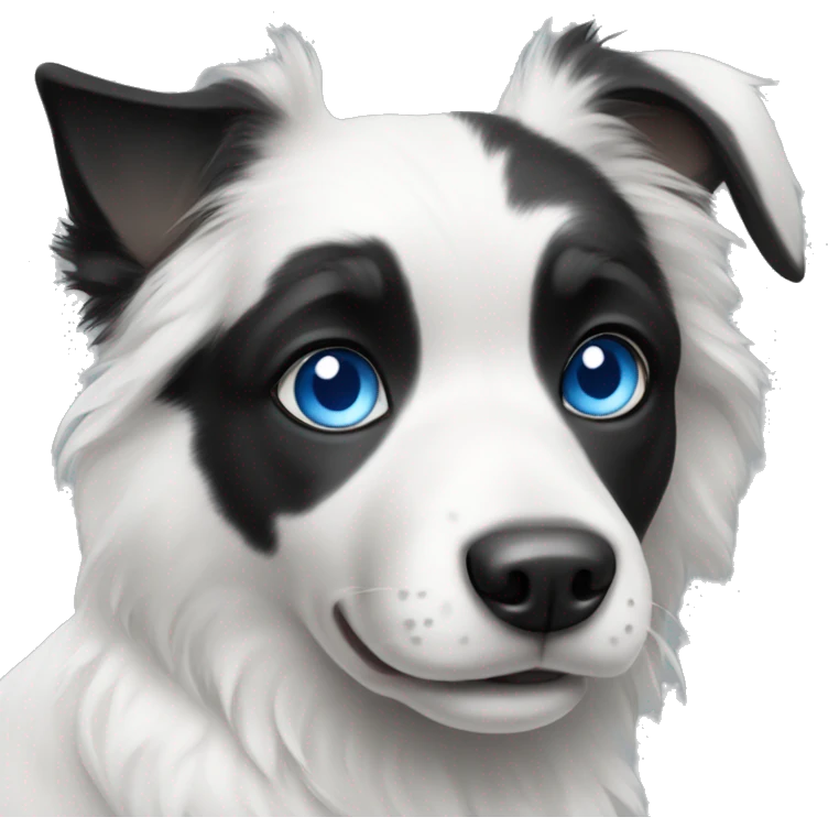 Black and white dog with blue eyes emoji