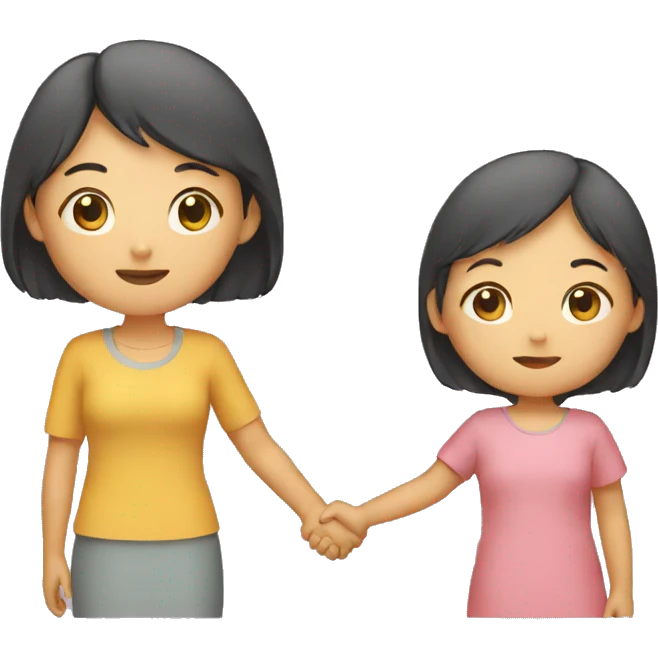 asian mother and daughter holding hands emoji