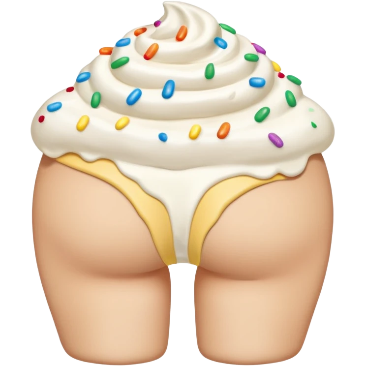 female butt covered in vanilla frosting with colored sprinkles emoji