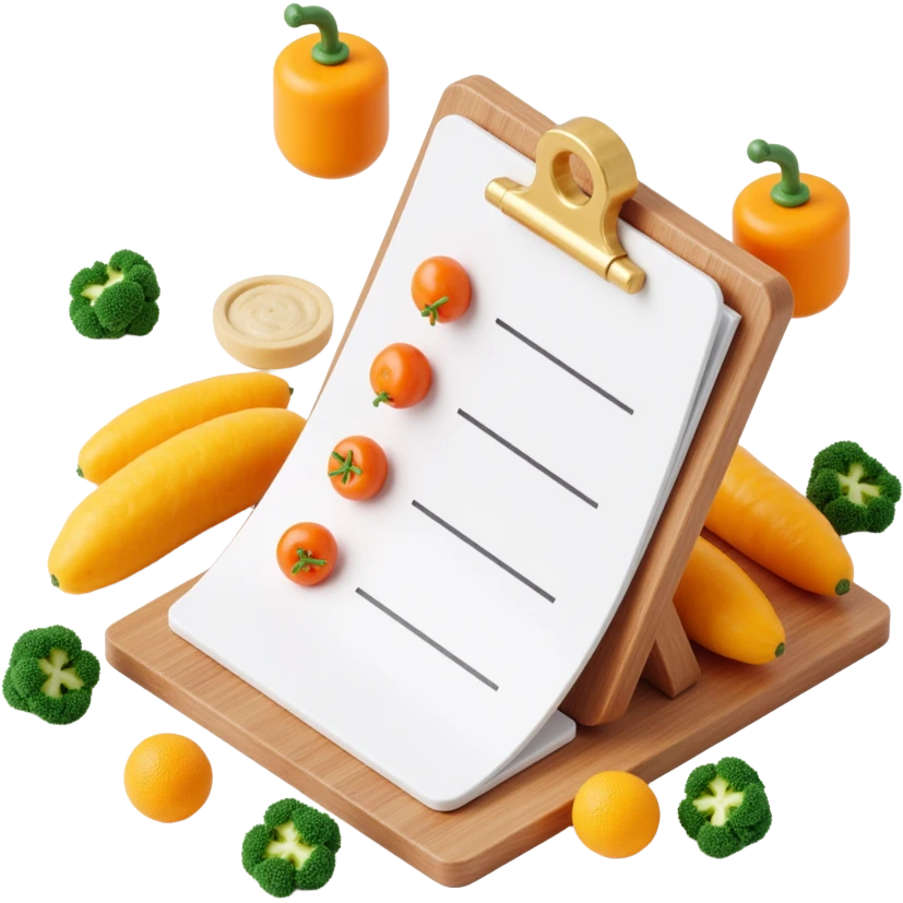 Floating Ingredients Around a List (with Transparent Background) emoji