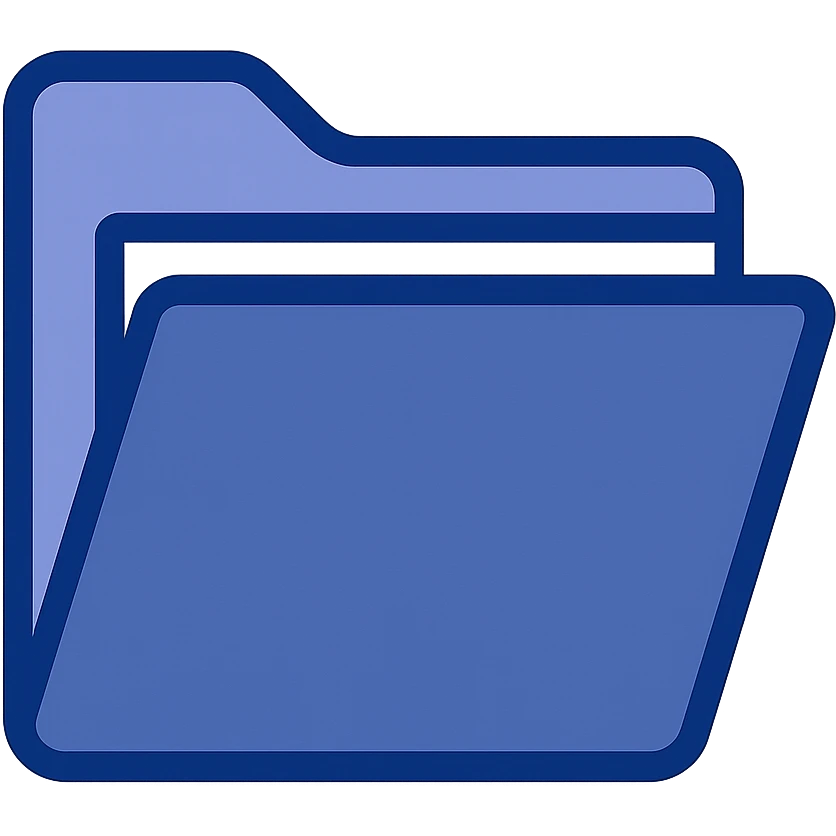 blue full folder icon, modern, minimal, flat design, no text emoji