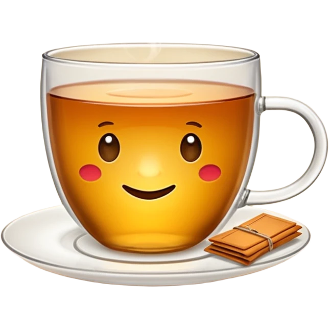 Une tasse de thé chaude avec le sachet de thé qui infuse. emoji