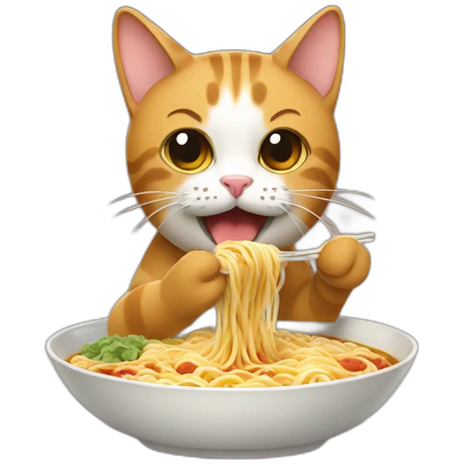 Cat eating ramen emoji
