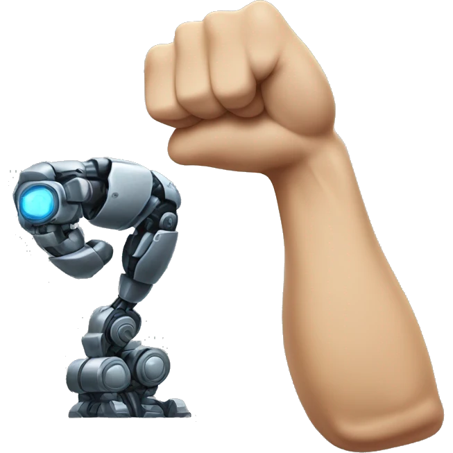 Flexing bicep with a robot hand emoji