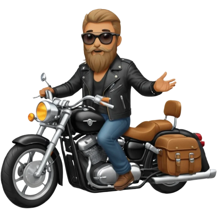 Man wirh long beard riding black motorcycle emoji