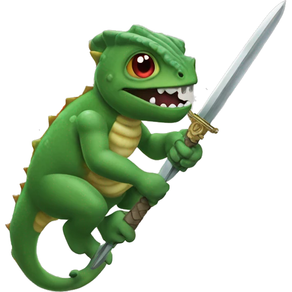a chamelon with a sword emoji