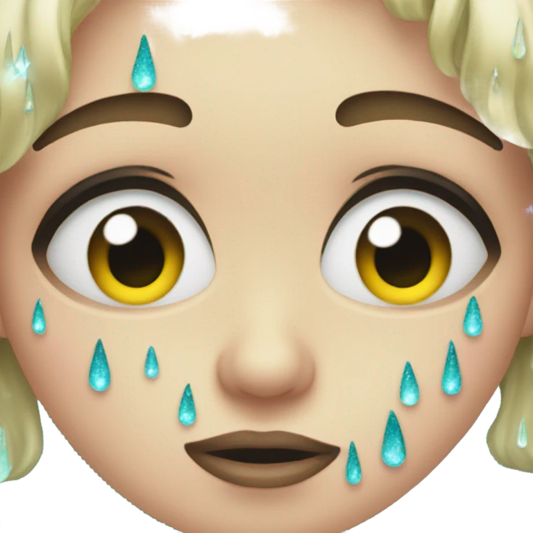 Cry face emoji with iridescent glitter tears  emoji