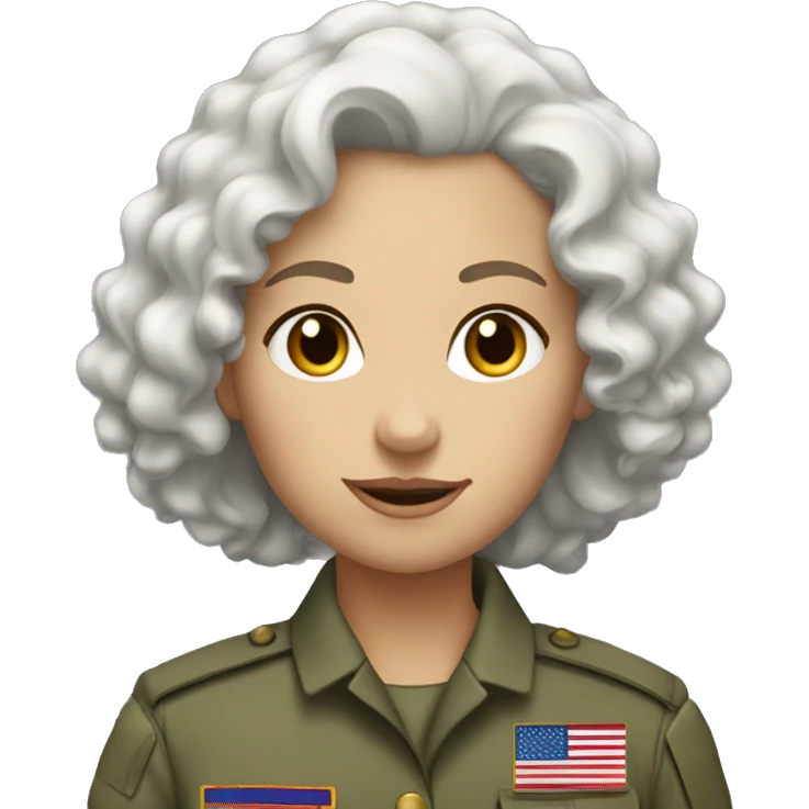white hair girl in the military curly hair emoji