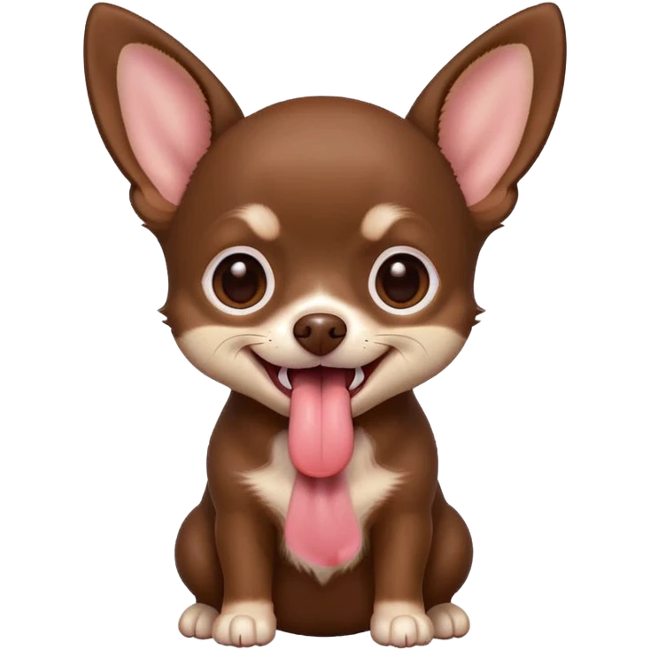 Generate an emoji of a chocolate-colored Chihuahua puppy with its tongue sticking out emoji