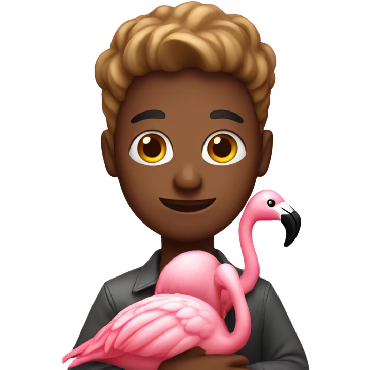 Pan holding a flamingo  emoji