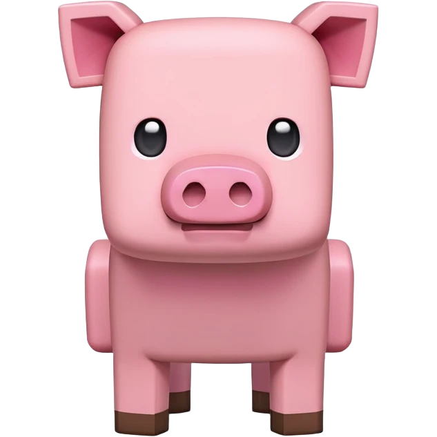 minecraft pig full body pink blocky animal square head square body emoji