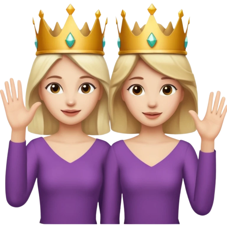 two women with crowns and the same outfit making high five emoji