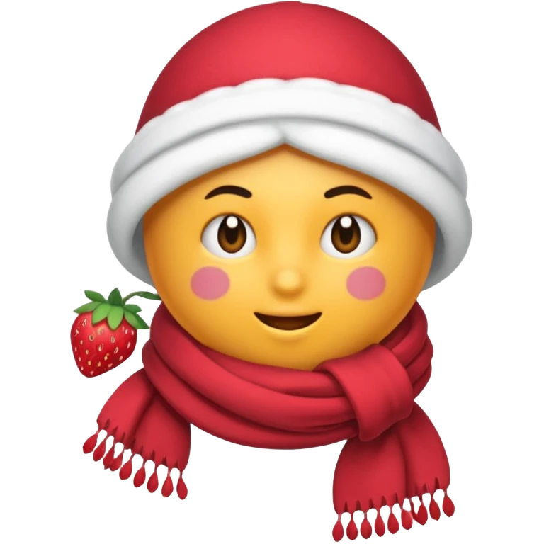 una fresa simpatica con bufanda y abrigada contra el frio emoji