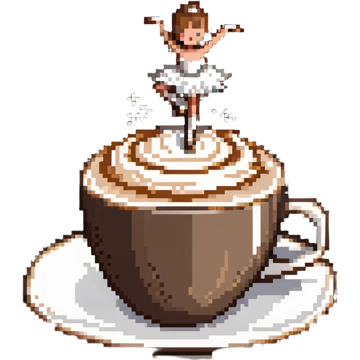 Ballerina dancing on top of frothy cappuccino, coffee cup emoji