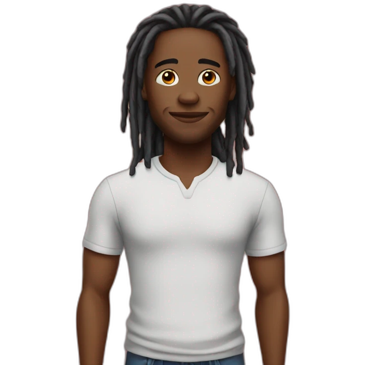 black man with dreads and red shirt emoji