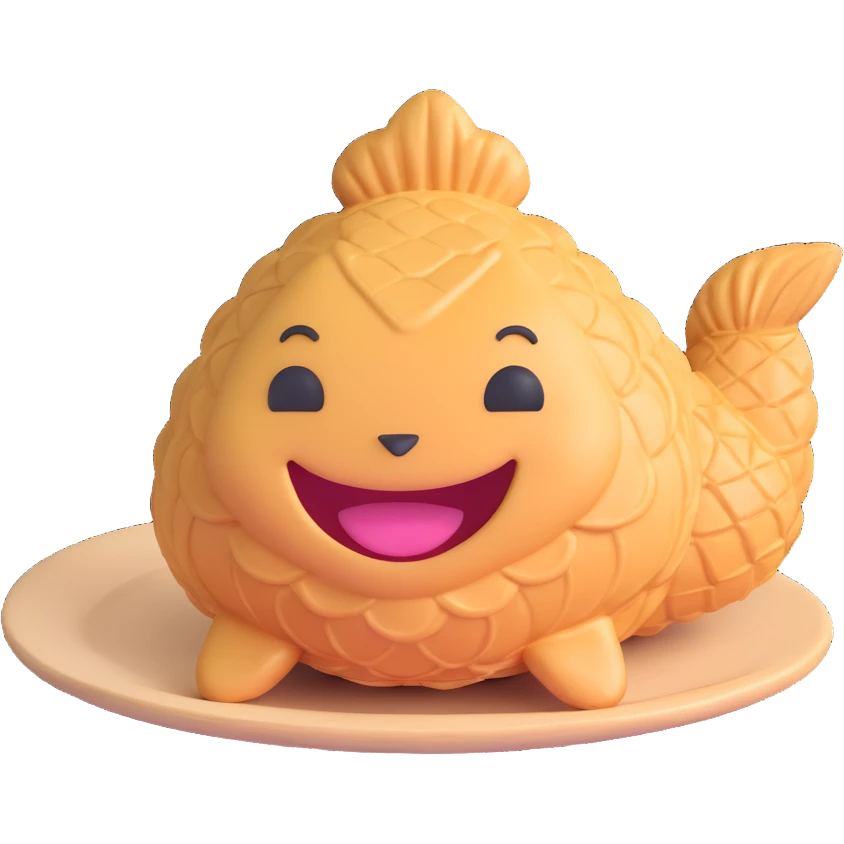 cute taiyaki with a smiling face emoji