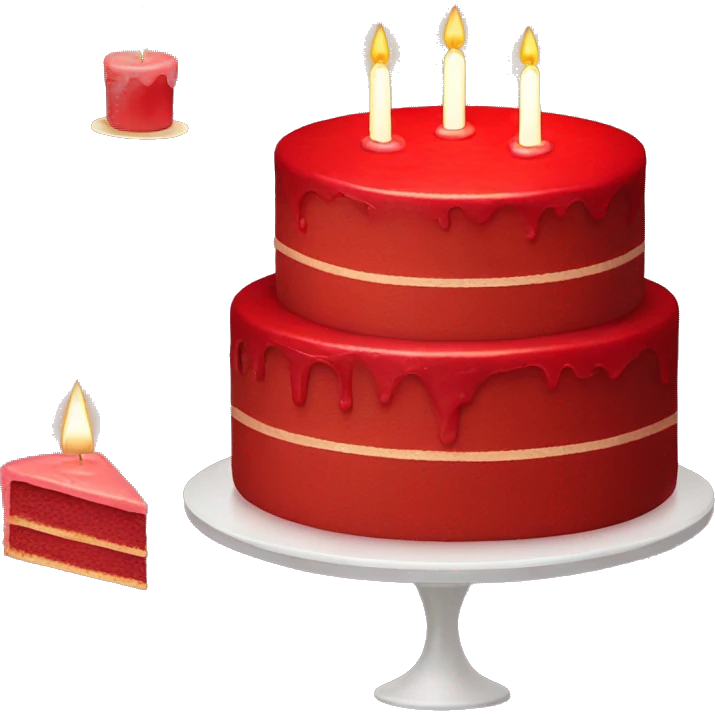 red cake with candles emoji