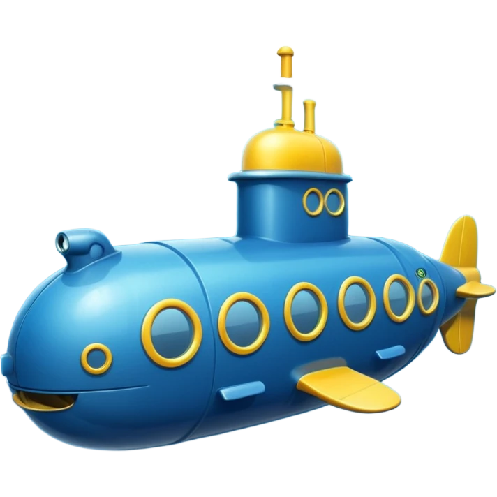 blue mini single submarine in cartoon  emoji