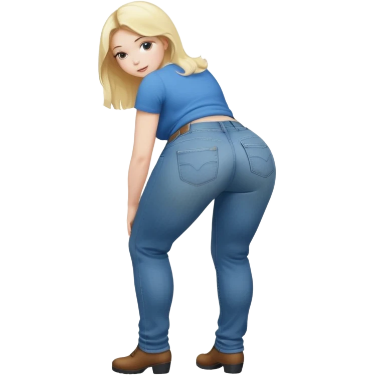 Naked blonde girl bending over with fat ass emoji