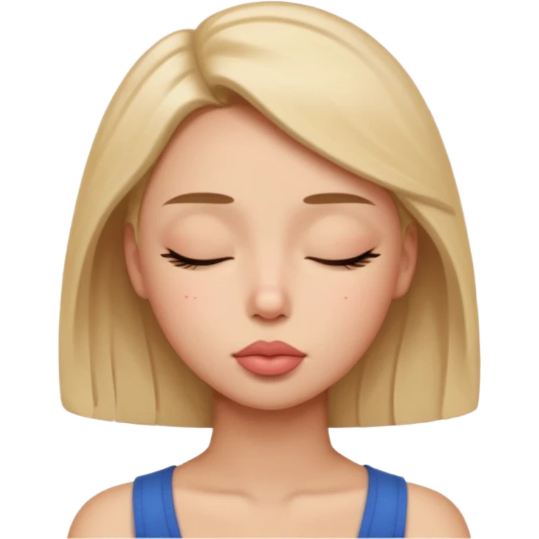 Look into shoulder with eyes closed and pucker lips emoji