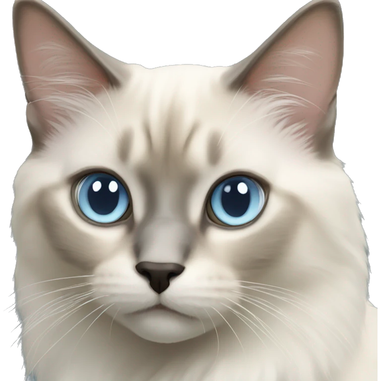 Balinese cat with light blue eyes and medium length fur emoji