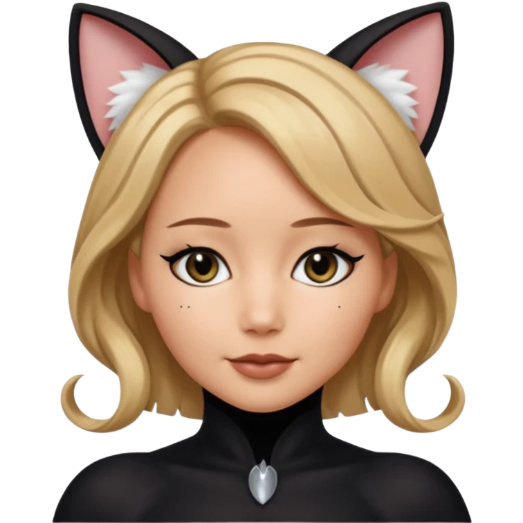 Jennifer Lawrence, in a black cat costume emoji