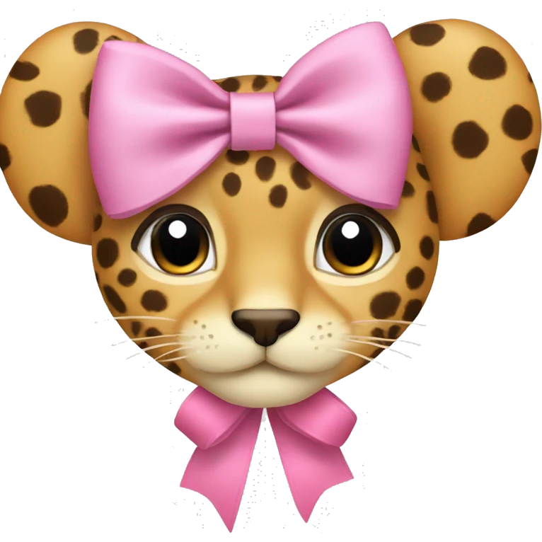 a pink bow with cheetah  design   emoji