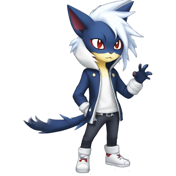 Edgy Cool Chibi Sneasel-Nargacuga-Absol-Pokémon-Fakémon-fusion-cat Full Body emoji
