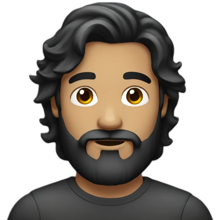 men with a beard and black semi long hair emoji