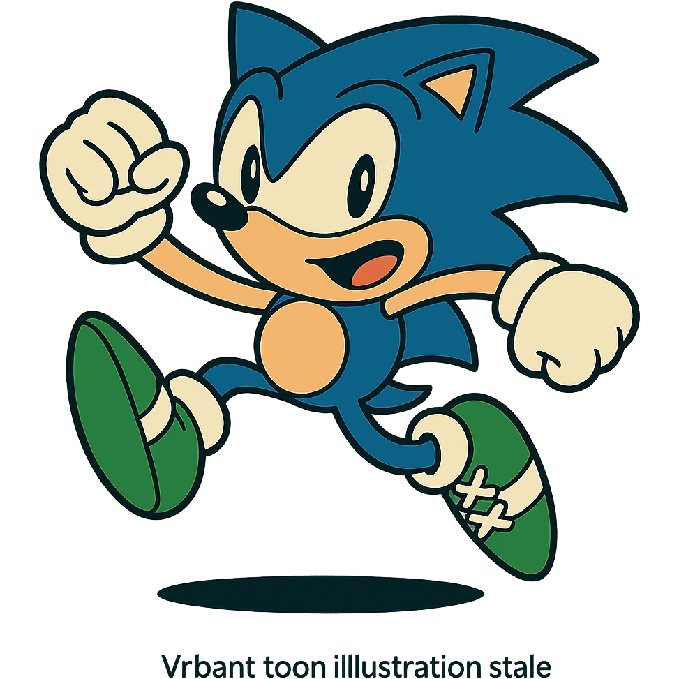 Change Sonic’s shoes to green sneakers with white laces, keep the vibrant toon style, no background. emoji