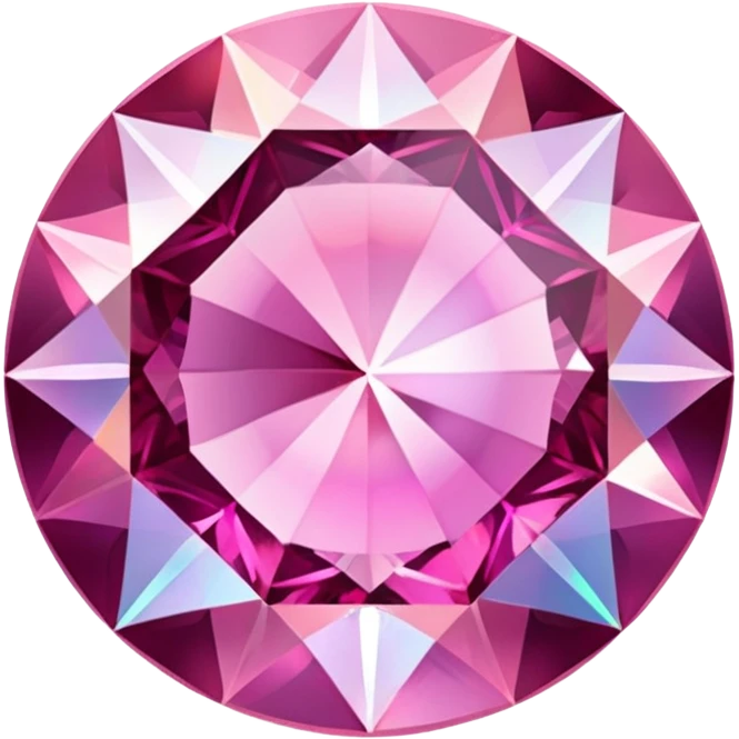 round cut gemstone with iridescent shine, rose pink color, brilliant facets emoji