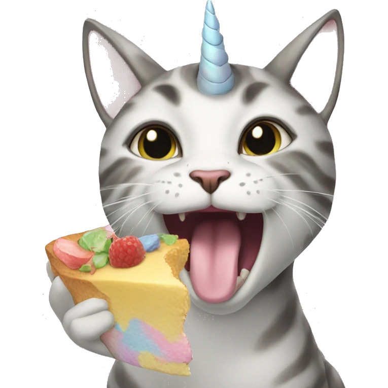 Cat eating a unicorn emoji