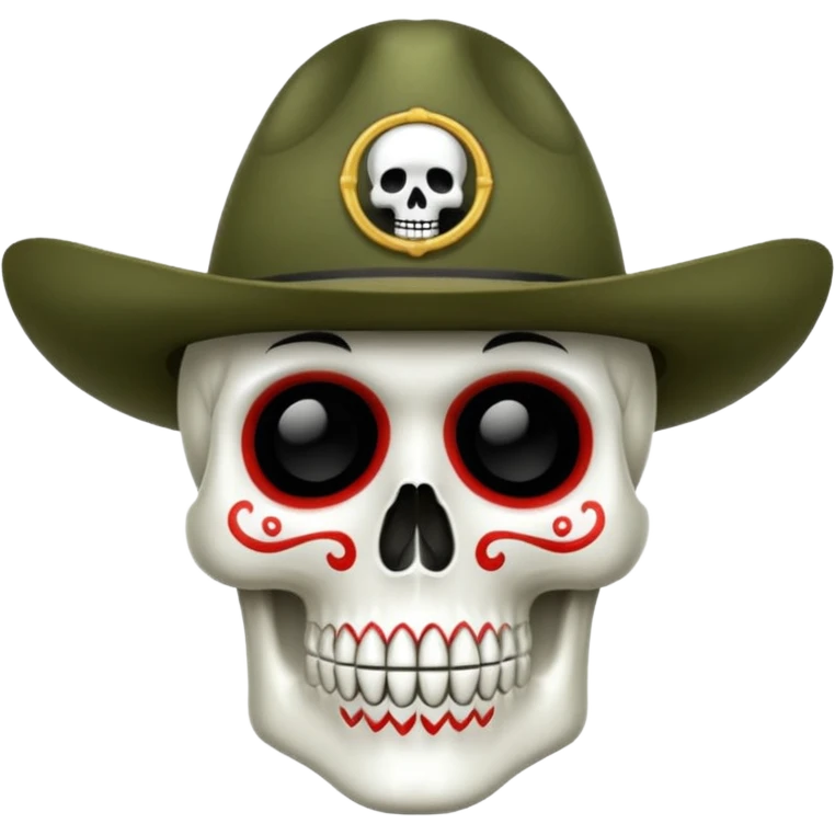 Quiero una calavera con su sombrero soldado 🪖 emoji