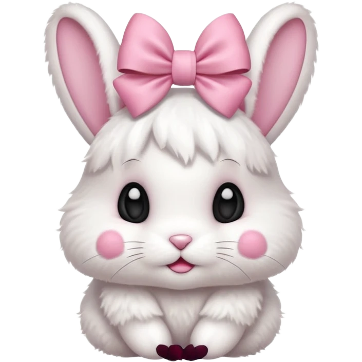 Baby bunny with coquette bow on ear emoji