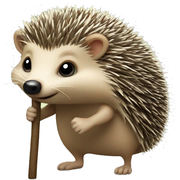 hedgehog with a stick emoji