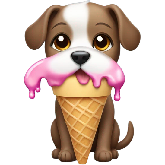 Cute dog eating ice cream in the rain emoji