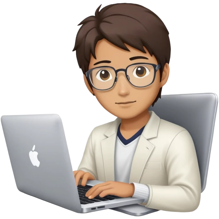 japanese handsome software engineer with macbook emoji