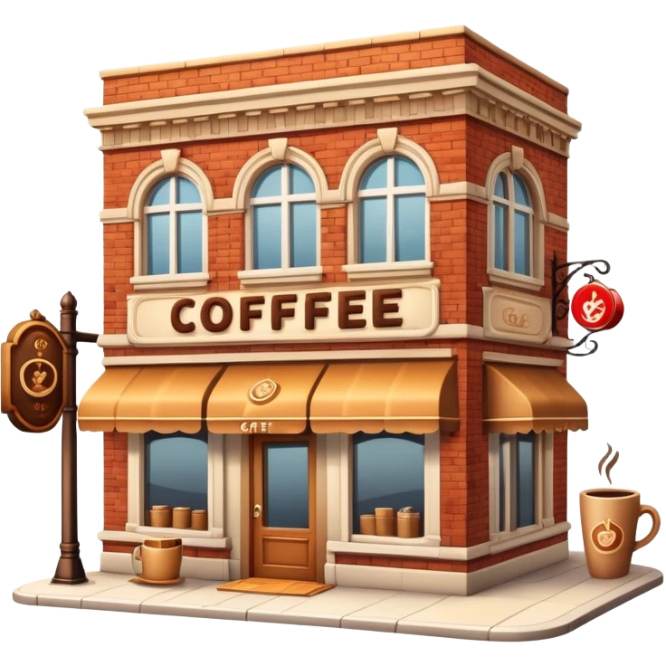 cafe building with coffee cup sign emoji