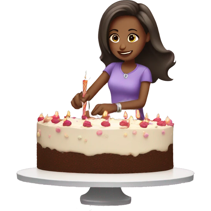 Birthday girl cutting a cake emoji