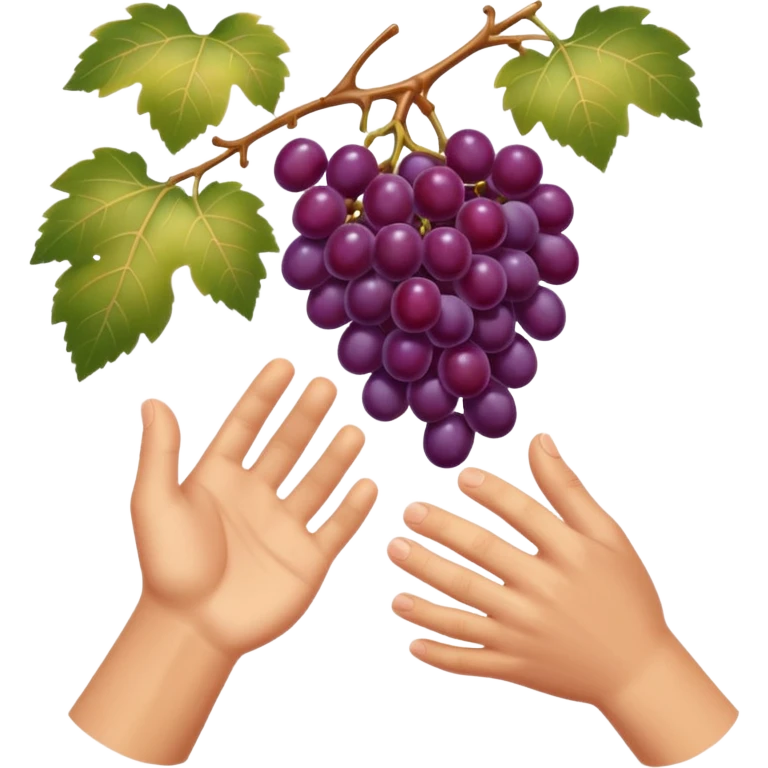 minimalist luxury emoji elegant hand picking two shiny purple grapes from a vine warm golden sunlight soft shading premium look emoji