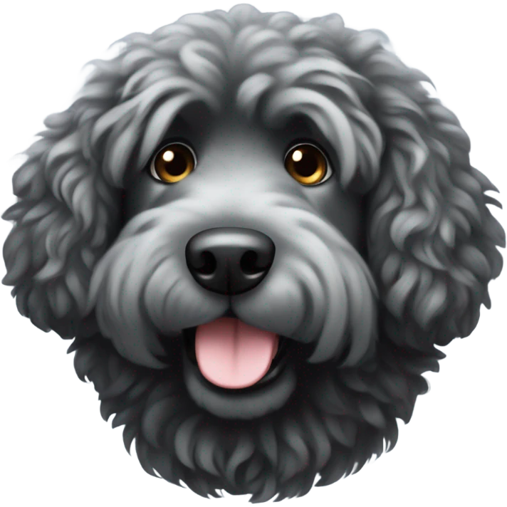 large black fluffy doodle dog emoji