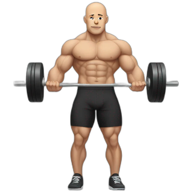 bald man lifting weights muscular emoji