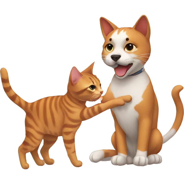 Cat catch dog emoji