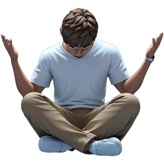 sitting boy in white shirt emoji