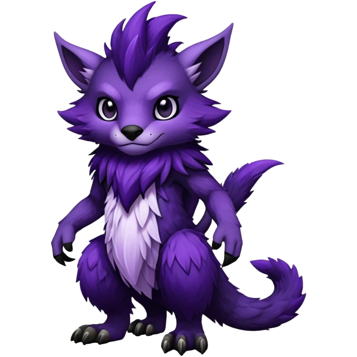  Dark black and purple anthro Fakémon-Wickerbeast-creature (full body) emoji