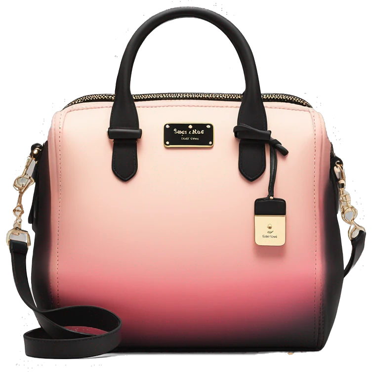 Hyper Realistic isolated peach,pink,cream and black ombre kate spade satchel purse.  emoji