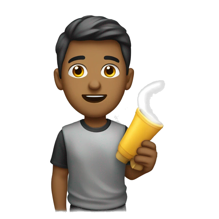 joven blanco asustado apuntando con una linterna emoji