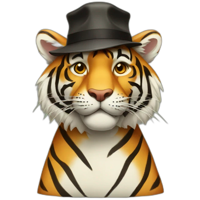 Tiger with a hat emoji