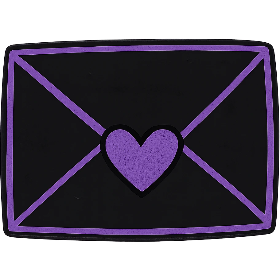 emo style black and purple envelope with a heart seal, no background emoji